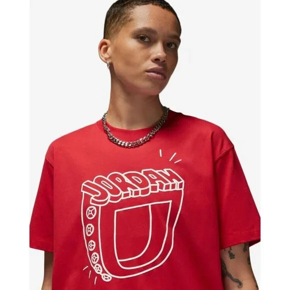 Nike Women's Air Jordan Flight Graphic Tee Red DQ4593-612 Size Meduim NWT - Picture 2 of 8